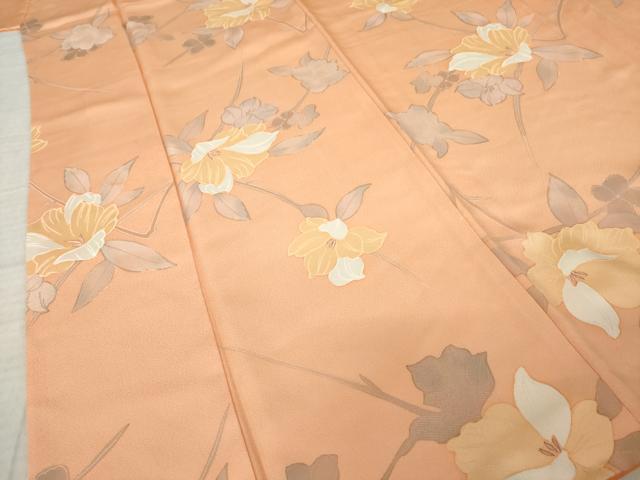 平和屋着物●上質な小紋 地紋起こし 枝花文 正絹 逸品 AABJ9234ck