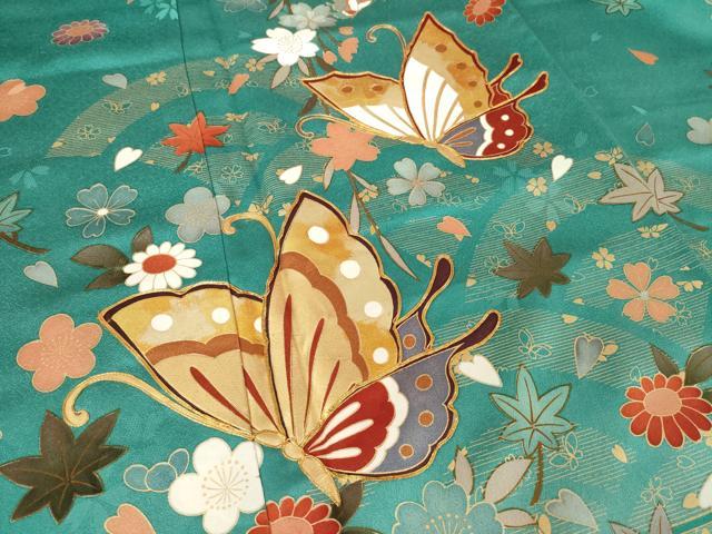 平和屋着物●女優・後藤久美子ブランド 振袖 駒刺繍 花蝶文 正絹 逸品 AABJ9239ck