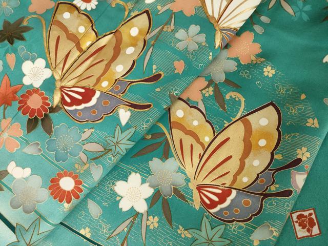 平和屋着物●女優・後藤久美子ブランド 振袖 駒刺繍 花蝶文 正絹 逸品 AABJ9239ck
