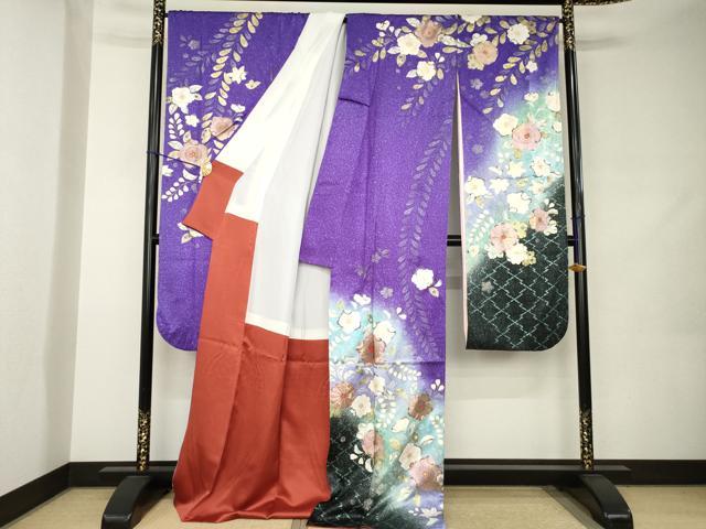 平和屋着物●豪華振袖 辻が花 金彩 ロング丈 正絹 逸品 AABJ9242ck