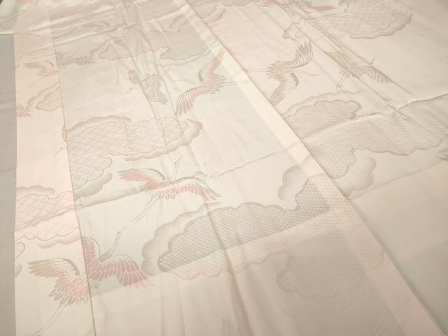 平和屋着物●振袖用長襦袢 無双仕立て 雲取り飛鶴文 正絹 逸品 AABJ9244ck