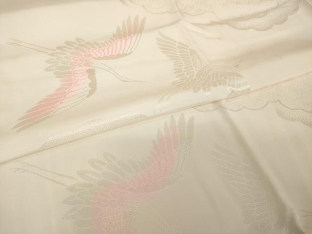 平和屋着物●振袖用長襦袢 無双仕立て 雲取り飛鶴文 正絹 逸品 AABJ9244ck