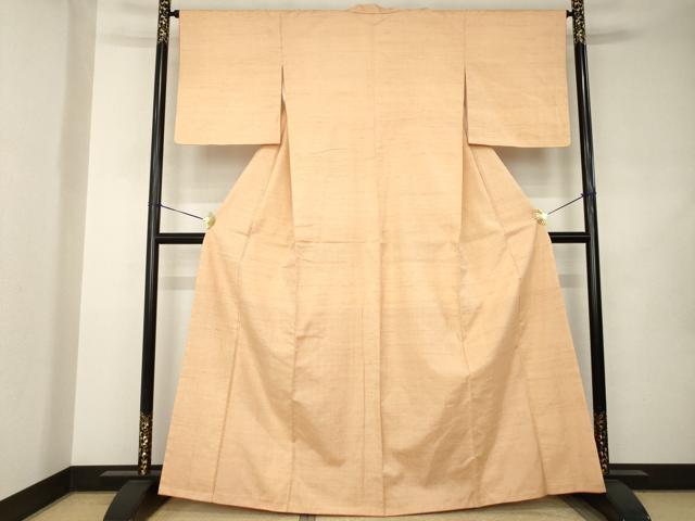 平和屋着物●上質な紬 色無地 淡香色 正絹 逸品 AABJ9245ck