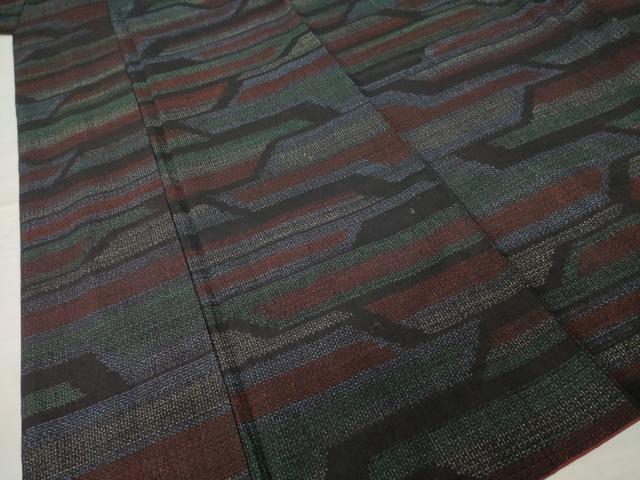 平和屋着物●本場結城紬 重要無形文化財 80亀甲 幾何学文様 正絹 逸品 AABJ9250ck