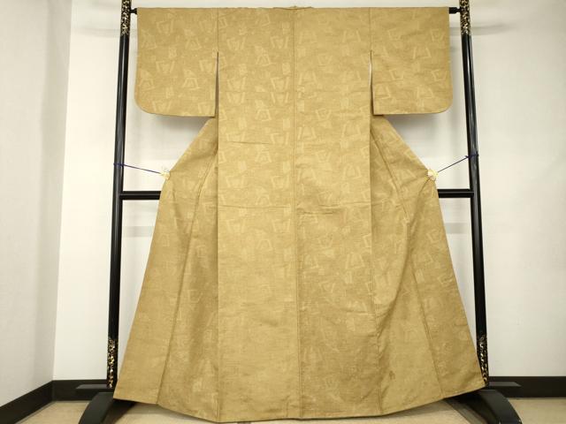 平和屋着物●上質な紬 幾何学文様 正絹 逸品 AABJ9253ck