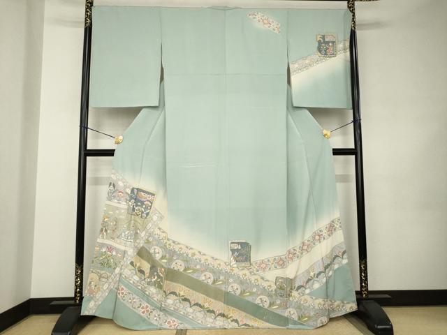 平和屋着物●訪問着 中国三大刺繍 スワトウ刺繍 汕頭刺繍 人物更紗花文 正絹 逸品 AABJ9258ck