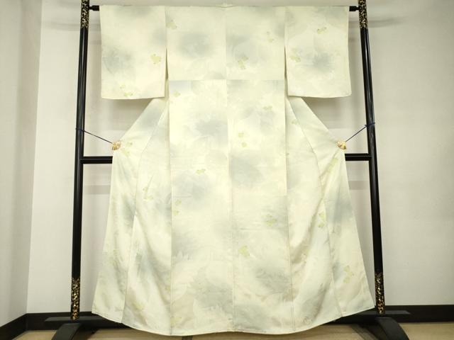 平和屋着物●上質な小紋 枝花文 地紋起こし 正絹 逸品 AABJ9259ck