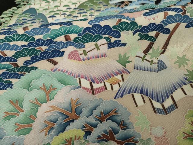 平和屋着物●本加賀友禅作家 東藤岳 黒留袖 遠山風景文 正絹 逸品 AABJ9260ck