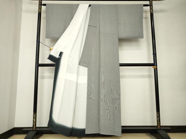 平和屋着物●江戸小紋 万筋 黒色×白色 正絹 逸品 AABJ9266ck