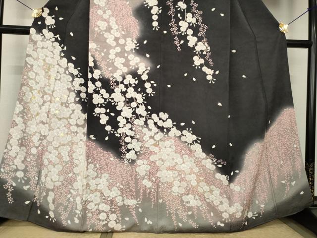 平和屋着物●訪問着 刺繍 枝垂れ桜 暈し染め 金糸 正絹 逸品 AABJ9267ck