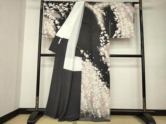 平和屋着物●訪問着 刺繍 枝垂れ桜 暈し染め 金糸 正絹 逸品 AABJ9267ck