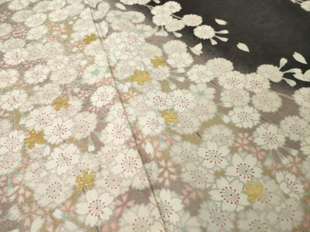 平和屋着物●訪問着 刺繍 枝垂れ桜 暈し染め 金糸 正絹 逸品 AABJ9267ck