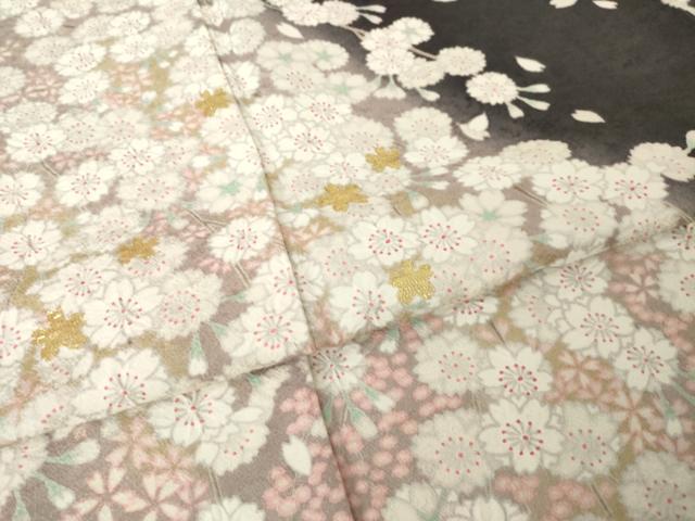 平和屋着物●訪問着 刺繍 枝垂れ桜 暈し染め 金糸 正絹 逸品 AABJ9267ck