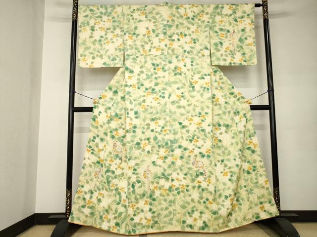 平和屋着物●訪問着 花鳥文 正絹 逸品 AABJ9269ck