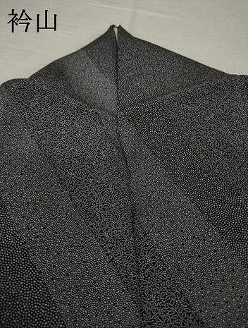 平和屋着物●江戸小紋 斜縞花文 黒地 正絹 逸品 AABJ9270ck