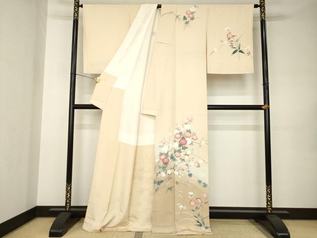 平和屋着物●訪問着 友禅 枝花文 暈し染め 正絹 逸品 AABJ9272ck