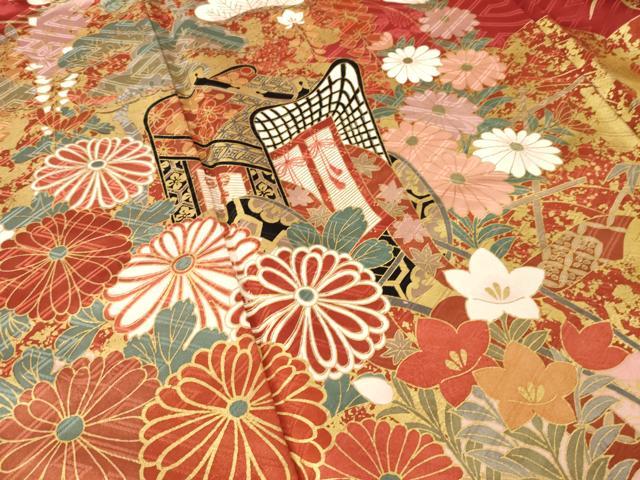 平和屋着物●豪華振袖 御所車花文 暈し染め 金彩 正絹 逸品 AABJ9273ck