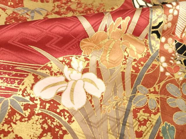 平和屋着物●豪華振袖 御所車花文 暈し染め 金彩 正絹 逸品 AABJ9273ck