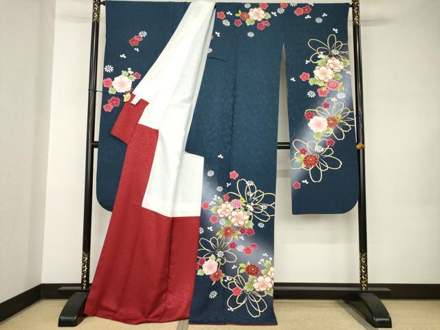 平和屋着物●豪華振袖 駒刺繍 舞花文 暈し染め 金彩 ロング丈 正絹 逸品 AABJ9274ck