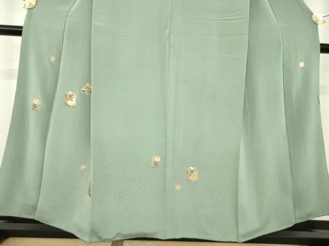 平和屋着物●人間国宝・羽田登喜男 訪問着 総刺繍 花唐草文 兎 金糸 浜ちりめん 反端付き 正絹 逸品 AABJ9277ck