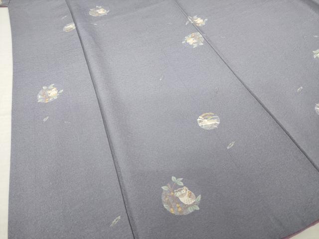 平和屋着物●上質な小紋 ミミズク 兎 正絹 逸品 AABJ9278ck