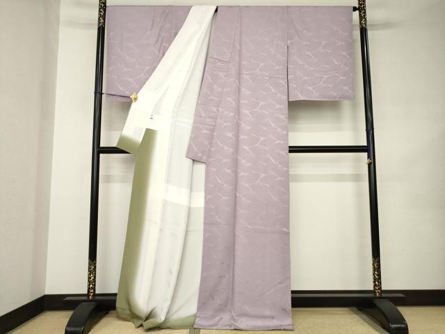 平和屋着物●上質な色無地 扇子尽くし地紋 紅藤色 三越扱い 正絹 逸品 未使用 AABJ9279ck