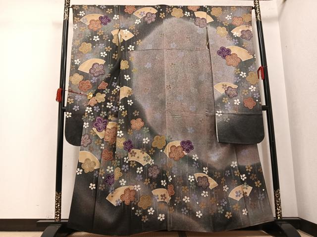 平和屋着物●豪華振袖 駒刺繍 地紙梅文 金彩 正絹 逸品 AABJ9301ph