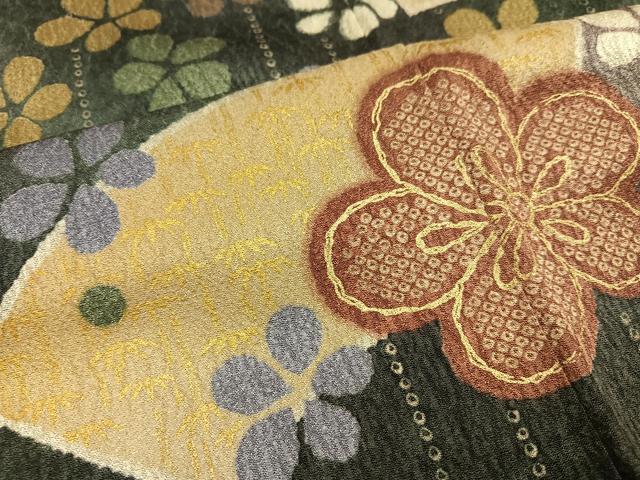 平和屋着物●豪華振袖 駒刺繍 地紙梅文 金彩 正絹 逸品 AABJ9301ph