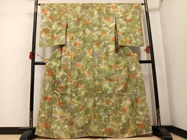 平和屋着物●上質な小紋 地紋起こし 花尽くし 暈し染め 正絹 逸品 AABJ9305ph
