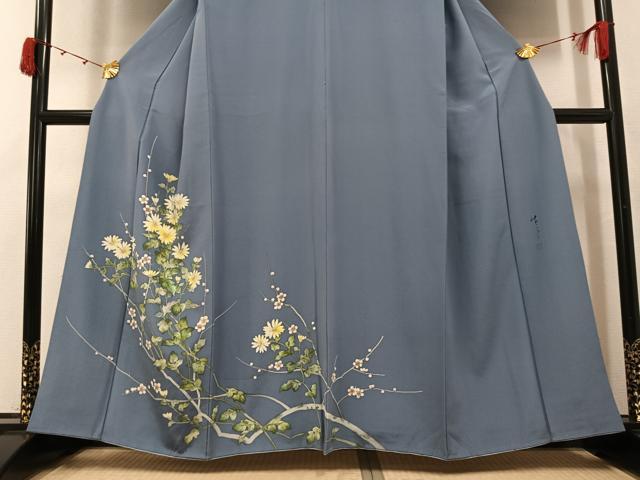 平和屋着物●手描友禅女流作家 一色生子 訪問着 枝花文 正絹 逸品 AABJ9308ph
