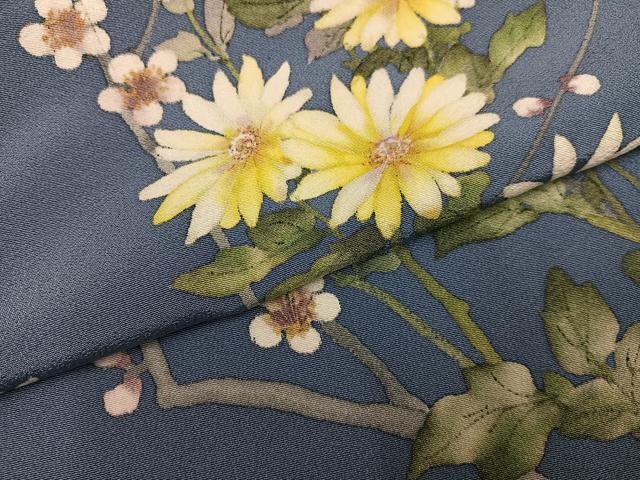 平和屋着物●手描友禅女流作家 一色生子 訪問着 枝花文 正絹 逸品 AABJ9308ph