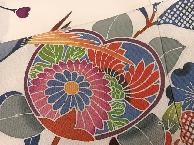 平和屋着物●豪華振袖 紅型 花鳥文 正絹 逸品 AABJ9312ph