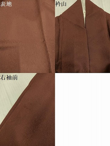 平和屋着物●上質な色無地 作家物 花唐草地紋 蘇芳香色 正絹 逸品 AABJ9317ph