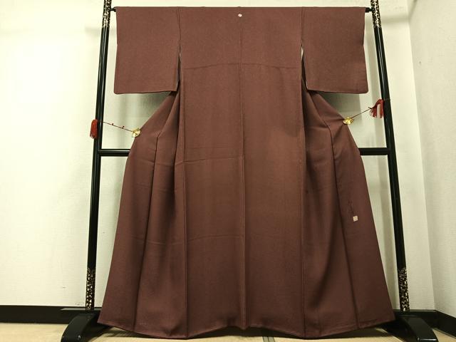 平和屋着物●上質な色無地 作家物 花唐草地紋 蘇芳香色 正絹 逸品 AABJ9317ph