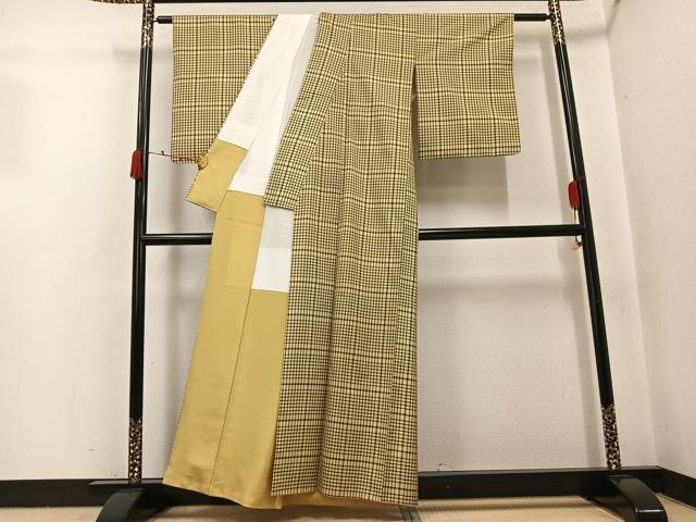 平和屋着物●本場縞大島紬 格子 正絹 逸品 AABJ9320ph