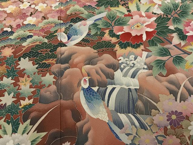 平和屋着物●本加賀友禅作家 土田外男 黒留袖 花鳥文 正絹 逸品 AABJ9325ph