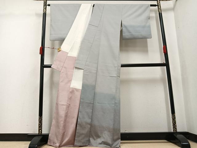 平和屋着物●訪問着 紬地 霞文 正絹 逸品 AABJ9336ph