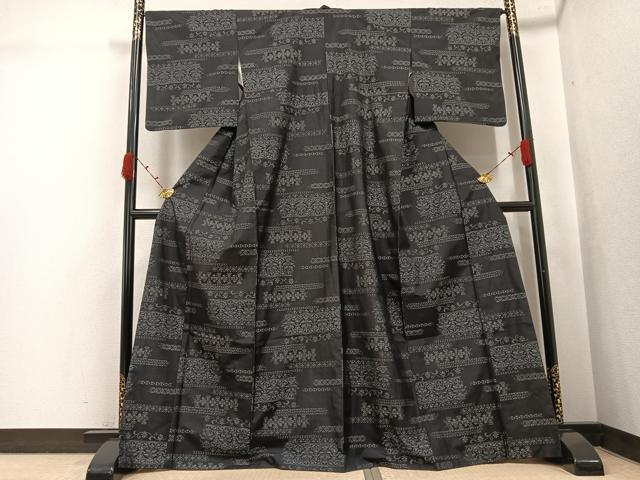 平和屋着物●上質な紬 花唐草文 さが美扱い 正絹 逸品 AABJ9338ph