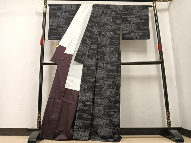 平和屋着物●上質な紬 花唐草文 さが美扱い 正絹 逸品 AABJ9338ph