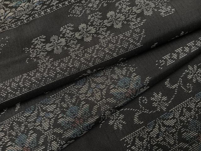 平和屋着物●上質な紬 花唐草文 さが美扱い 正絹 逸品 AABJ9338ph