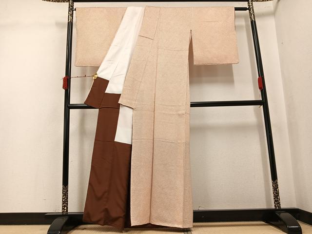 平和屋着物●大変加工の良い総絞り小紋 正絹 逸品 未使用 AABJ9339ph