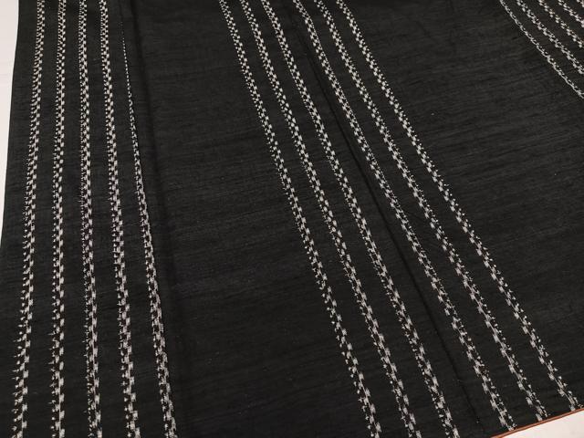 平和屋着物●上質な紬 間道 黒地 正絹 逸品 AABJ9341ph