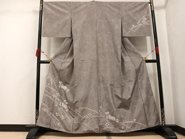 平和屋着物●本場縞大島紬 訪問着 絞り 兎花文 やまと金ラベル 正絹 逸品 未使用 AABJ9345ph