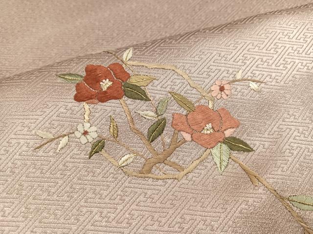 平和屋着物●訪問着 絞り 刺繍 枝椿 金彩 正絹 逸品 AABJ9347ph