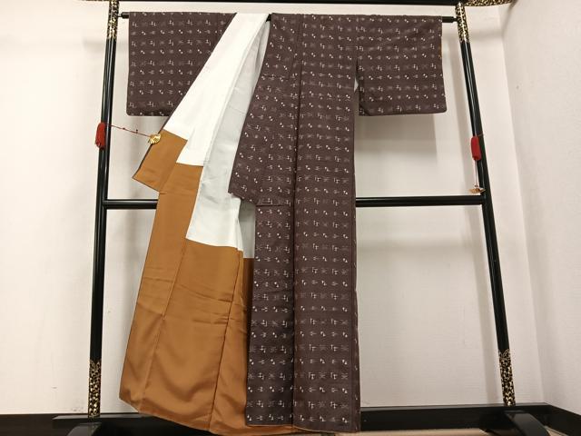 平和屋着物●上質な紬 琉球絣文様 正絹 逸品 AABJ9350ph