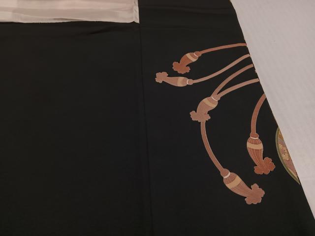 平和屋着物●豪華黒留袖 作家物 駒刺繍 花鳥文 金彩 正絹 逸品 AABJ9355ph