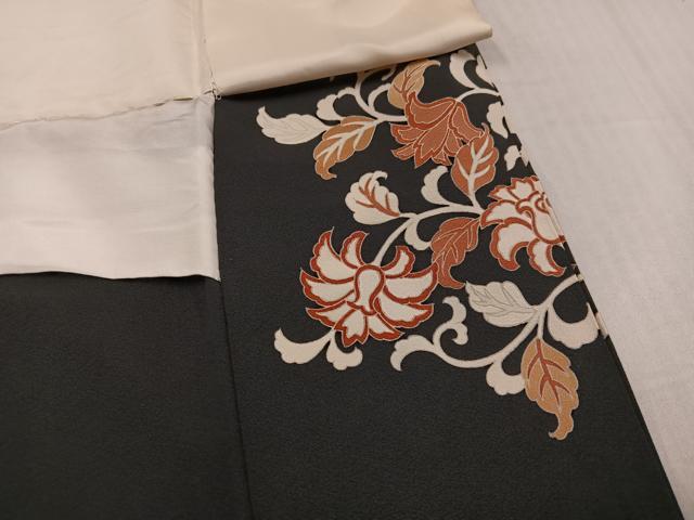 平和屋着物●豪華黒留袖 駒刺繍 鳳凰花唐草文 金彩 正絹 逸品 AABJ9357ph