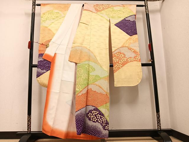 平和屋着物●豪華振袖 総絞り 立波花唐草文 正絹 逸品 AABJ9362ph