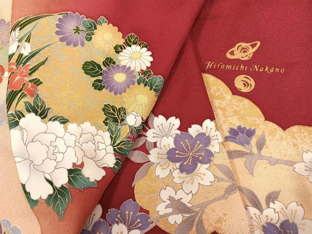 平和屋着物●ファッションブランド hiromichi nakano ヒロミチナカノ 振袖 草花文 金彩 仮絵羽 正絹 逸品 未使用 AABJ9370ph