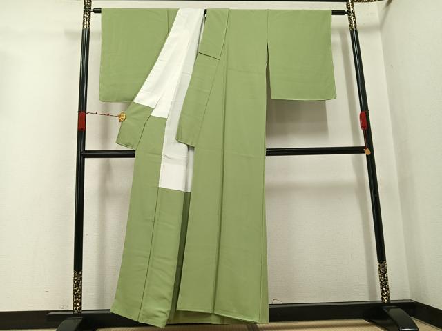平和屋着物●上質な色無地 柳茶色 正絹 逸品 未使用 AABJ9375ph